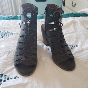 Lace Up Peep Toe Bootie